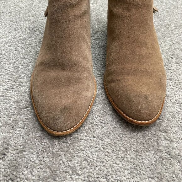 Steve Madden Tobii Leather suede Ankle Boots Womens 7 Brown Round Toe Side Zip - Picture 5 of 14